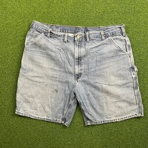 Vintage 90s Y2K Carhartt Light Wash Denim Distressed Carpenter Shorts Sz 44